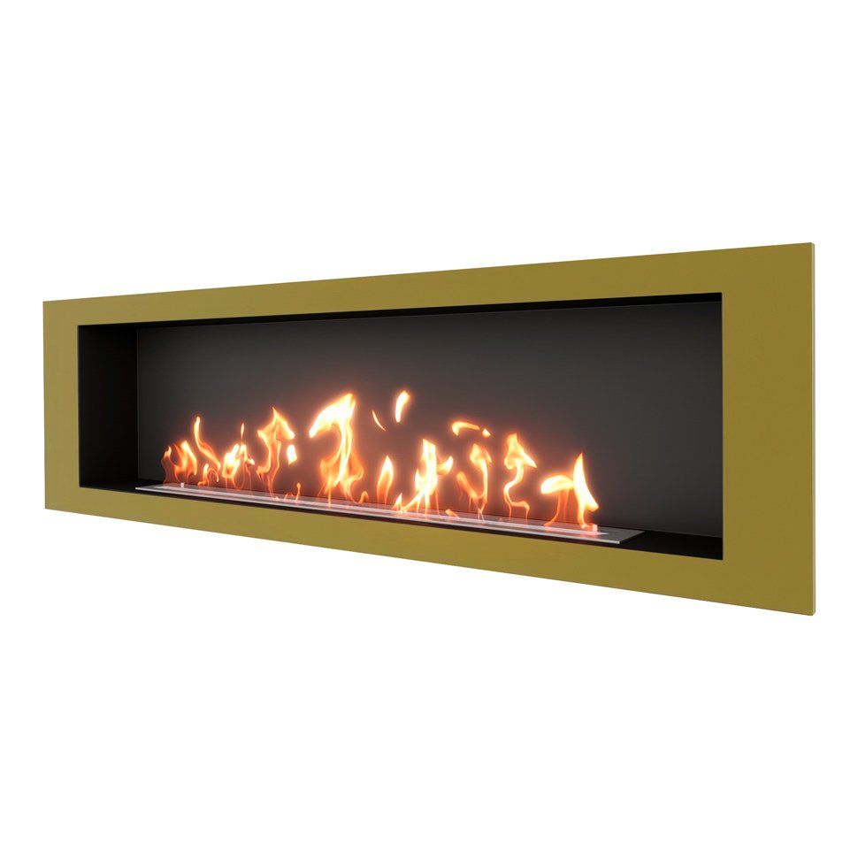 Биокамин встраиваемый SteelHeat LONG 1800 с рамкой цвет латунь Биокамин встраиваемый SteelHeat LONG 1800 с рамкой цвет латунь