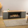 Тумба под ТВ с биокамином SteelHeat LIVORNO IMPULSE 140 см (корпус дуб Вотан / фасады Гротто Гранит) фото 1