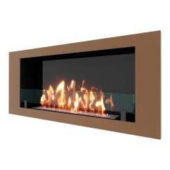 Биокамин встраиваемый SteelHeat LONG 900 с рамкой цвет бронза