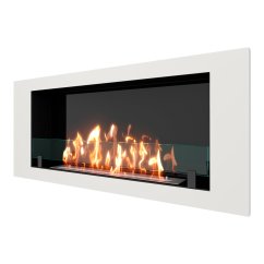 Биокамин встраиваемый SteelHeat LONG 900 с рамкой цвет белый