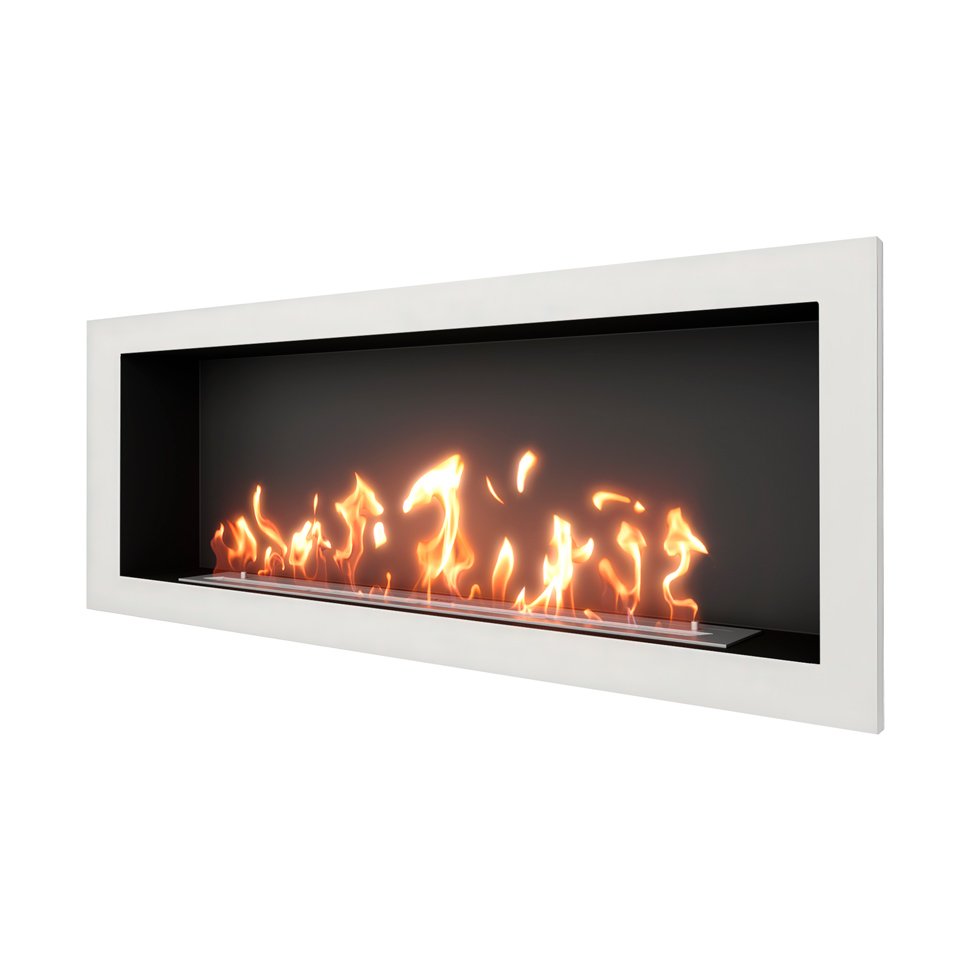 Биокамин встраиваемый SteelHeat ONE 1400 с рамкой цвет белый Биокамин встраиваемый SteelHeat ONE 1400 с рамкой цвет белый